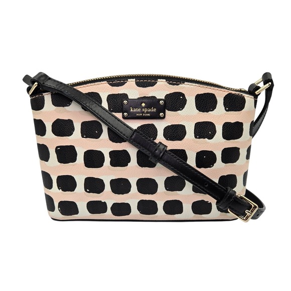 Kate Spade New York Handbags - Kate Spade New York Polka Dot Crossbody Bag Black Pink White Leather